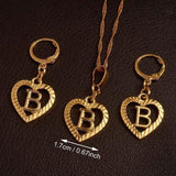 Alphabet A-Z Gold Color Heart Letters Pendant Necklace Initial for Women Girls English Letter Jewelry necklace Mymaebell.com Choose Letter B 60cm Thin Chain 