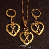 Alphabet A-Z Gold Color Heart Letters Pendant Necklace Initial for Women Girls English Letter Jewelry necklace Mymaebell.com Choose Letter X 60cm Thin Chain 