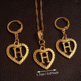 Alphabet A-Z Gold Color Heart Letters Pendant Necklace Initial for Women Girls English Letter Jewelry necklace Mymaebell.com Choose Letter H 60cm Thin Chain 