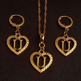 Alphabet A-Z Gold Color Heart Letters Pendant Necklace Initial for Women Girls English Letter Jewelry necklace Mymaebell.com 