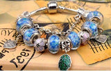 Big hole glass beads bracelet Beads Mymaebell.com Blue 20cm 