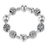 Antique Silver Charm Bracelet & Bangle Beads Mymaebell.com White 18CM 