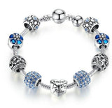 Antique Silver Charm Bracelet & Bangle Beads Mymaebell.com Blue 18CM 