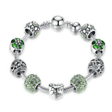 Antique Silver Charm Bracelet & Bangle Beads Mymaebell.com Green 18CM 