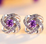 Crystal flower earrings jewelry Earring Mymaebell.com Purple 
