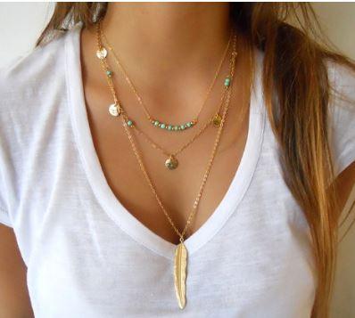 Gold Color Necklaces necklace Mymaebell.com 13 leaves golden 