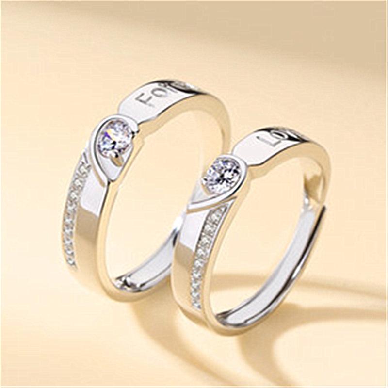 Heart Silver Couple's Love ring - Mymaebell.com