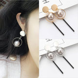 Hollow ring pearl earrings Earring Mymaebell.com 