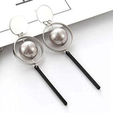 Hollow ring pearl earrings Earring Mymaebell.com Silver 