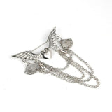 Metal Heart Wings Gold Brooches Vintage Tassel Multi-layer Chain Broche Mymaebell.com Silver Plated 