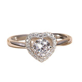 Moissanite Small Diamond Fully-Inlaid 18K Platinum Plated Ring Heart-Shaped