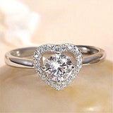 Moissanite Small Diamond Fully-Inlaid 18K Platinum Plated Ring Heart-Shaped rings Mymaebell.com 