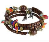 National vintage wooden bracelet of buddhist beads Beads Mymaebell.com Coffee 