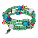 National vintage wooden bracelet of buddhist beads Beads Mymaebell.com blue 