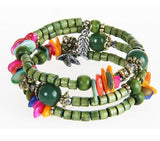 National vintage wooden bracelet of buddhist beads Beads Mymaebell.com green 