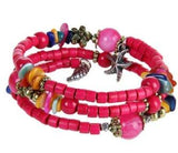 National vintage wooden bracelet of buddhist beads Beads Mymaebell.com Plum red 