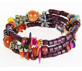 National vintage wooden bracelet of buddhist beads Beads Mymaebell.com Violet 