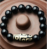 Natural black agate bracelet Beads Mymaebell.com Black 12mm 