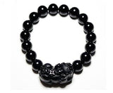 Natural pure black gold black obsidian bracelet men's women's bracelets Beads Mymaebell.com Black 14mm 