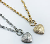 Punk Gold Silver Heart Pendant Mymaebell.com 