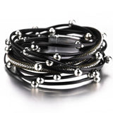 Multilayer Leather Bracelets Mymaebell.com Black 