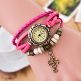 Cross Leather Bracelet | Buy Now Mymaebell.com Rose 