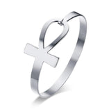 Stainless Steel Cross Bangle Bracelet Mymaebell.com Silver 