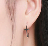 Black Cross Stud Earrings Mymaebell.com 