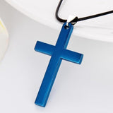 Plated Cross Necklace Mymaebell.com Blue 