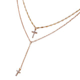 Double Layered Cross Necklace Mymaebell.com 