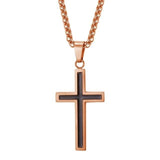 Unique Inlayed Cross Necklace Mymaebell.com Rose Gold Color 