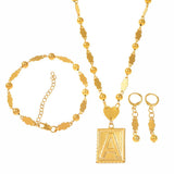 Gold Rectangle Necklaces with Gold Alphabet