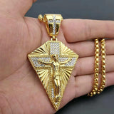 Unique Man Crucifix Necklace | Gold