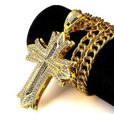 Cross - Hip Hop Iced Necklace- very Long chain Mymaebell.com Pure Gold Color Yellow 80cm