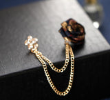 Rose Brooches Tassel Chain Men Suit Collar Brooch Broche Broche Mymaebell.com 