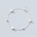 Temperament Beads Synthetic Pearl Bracelet Beads Mymaebell.com Silver 