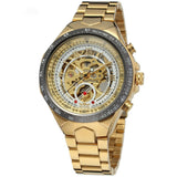 WINNER men's personality fashion gold watch all steel hollow automatic mechanical watch watch Mymaebell.com White Golden 