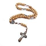 Wooden beads handmade cross necklace Beads Mymaebell.com Khaki 