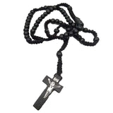 Wooden beads handmade cross necklace Beads Mymaebell.com Black 