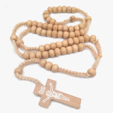 Wooden beads handmade cross necklace Beads Mymaebell.com Light Brown 